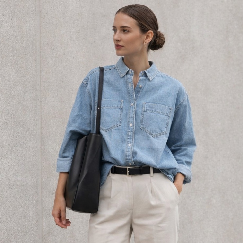 Velvet Heart Light Blue Denim Shirt Size L